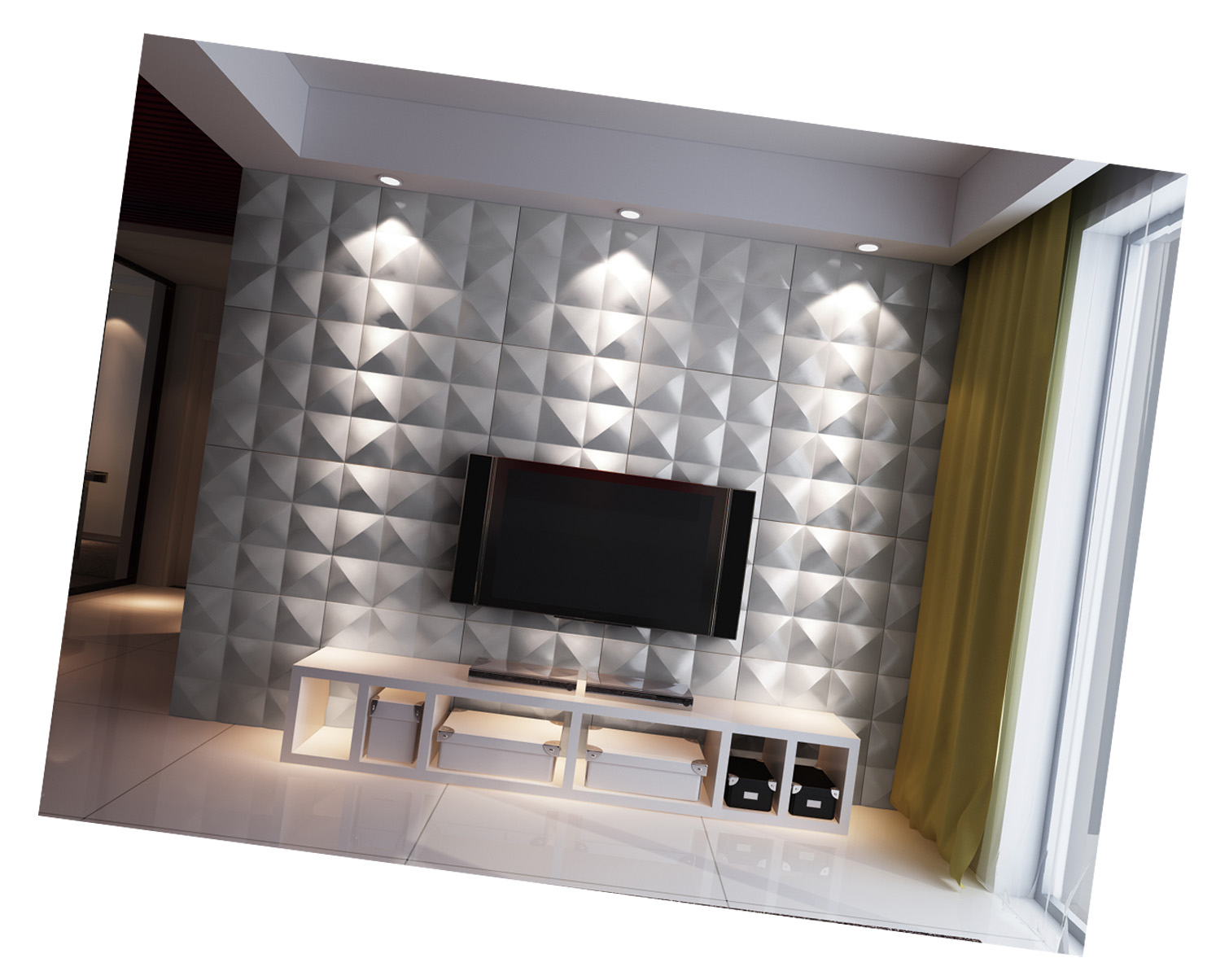 Dekorasi Dalaman Grey Elegent 3D Panel Wall